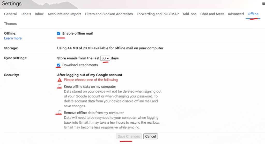 Gmail Offline Mode